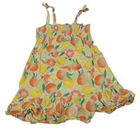 Růžové šaty s citrusy Primark