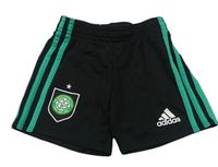 Černo-zelené sportovní kraťasy s pruhy a logem Adidas