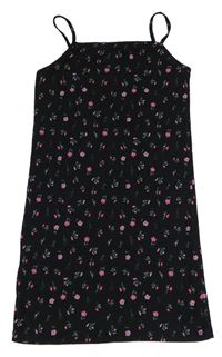Černé šaty s kytičkami Primark
