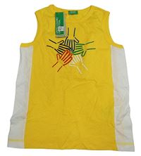 Žluto-bílé tílko s potiskem Benetton