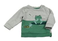 Šedo-zelená mikina se žabičkou zn. Mothercare