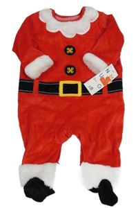Nové - Červeno-bílý sametový overal - Santa Nutmeg