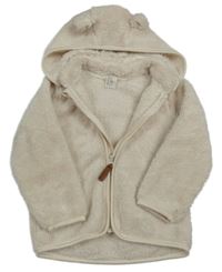 Smetanová plyšová propínací mikina s kapucí H&M