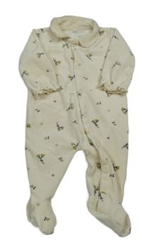 Smetanový květovaný plyšový overal s límečkem ZEEMAN