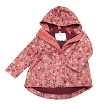 Růžová květovaná voděodolná podšitá bunda s kapucí Topolino