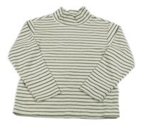 Bílo-šedé pruhované žebrované sametové triko Uniqlo