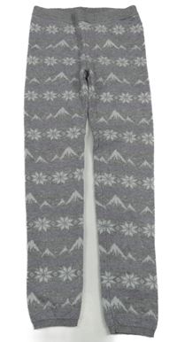 Šedo-bílo-lila kamaše s norským vzorem Primark