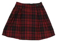 Vínovo-černá kostkovaná vlněná sukně F&F