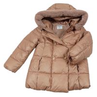 Starorůžový šusťákový zimní kabátek s kapucí s kožešinou Mayoral