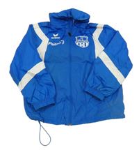 Modro-bílá šusťáková jarní bunda s nápisy a kapucí Erima 