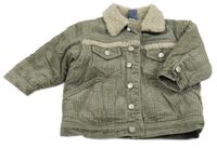 Khaki manšestrová zateplená košilová bunda 