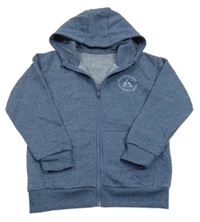 Modrá melírovaná propínací mikina s nápisem a kapucí Dunnes