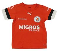 Červeno-bílo-černé sportovní tričko s nápisy Puma