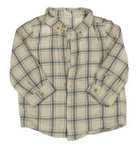 Béžovo-šedá kostkovaná košile H&M