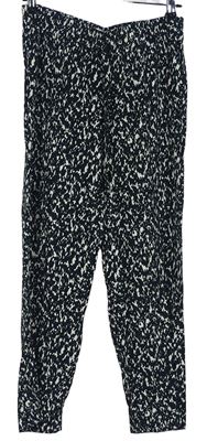 Dámské černo-bílé vzorované volné kalhoty Primark 