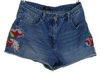 Dámské světlemodré riflové kraťasy s květy Denim 