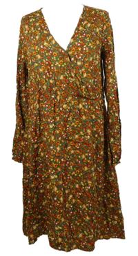 Dámské khaki-červené květované šaty Jazlyn 