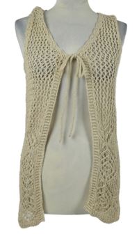 Dámská béžová háčkovaná vesta Jane Norman 