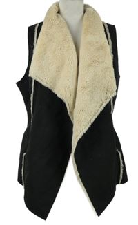 Dámská černá semišová vesta s kožíškem Papaya 