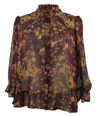 Dámská vínovo-béžová květovaná šifonová halenka Primark 