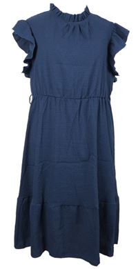 Dámské tmavomodré šaty s volánky Shein 