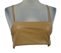 Nové - Dámský béžový koženkový crop top MissGuided 