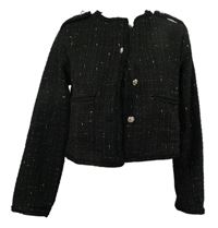 Dámský černo-zlatý třpytivý pletený crop kabátek Shein 