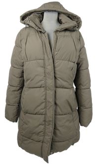 Dámský béžový šusťákový zimní kabát s kapucí H&M