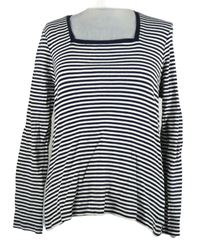 Dámské tmavomodro-bílé proužkované žebrované triko TU