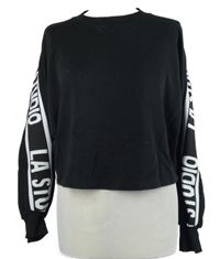 Dámská černá crop mikina s nápisy F&F