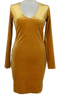 Nové - Dámské oranžové sametové šaty H&M