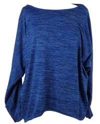 Dámský modrý melírovaný volný svetr 