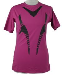 Dámské purpurovo-černé vzorované sportovní funkční tričko 
