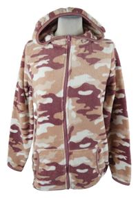 Dámská růžová army plyšová propínací mikina s kapucí 