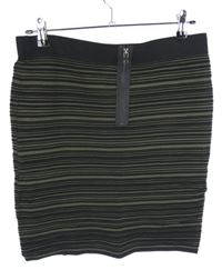 Dámská černo-khaki pruhovaná žebrovaná pletená sukně Taifun 