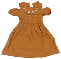 Rezavé šaty s kytičkami Shein