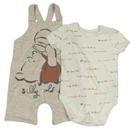 2set- béžové laclové teplákové kraťasy s medvídkem Pú+ bílé body s nápisy George