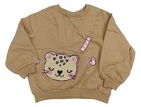 Béžová oversize mikina s leopardem Little kids