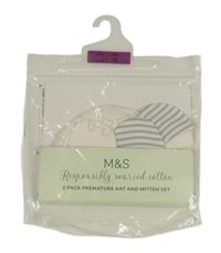 Nové- 4set- 2x čepice bílá s obrázky+ pruhovaná 2x rukavice M&S vel.43