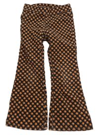 Černé květinové flare manšestráky H&M