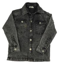 Antracitovo-bílá riflová bunda 