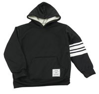 Černá sportovní zateplená mikina s nášivkou a kapucí Shein