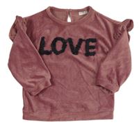 Vínová žebrovaná sametová mikina s nápisem F&F