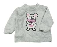 Světlešedá sametová mikina s myškou Dopodopo