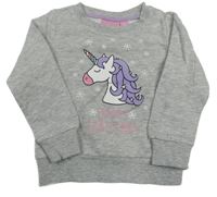 Šedá mikina s jednorožcem Alive