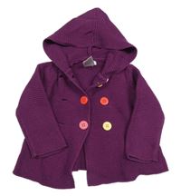 Fialový propínací svetr s kapucí 