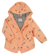 Neonově oranžová nepromokavá jarní bunda se zebrami a kapucí Topolino