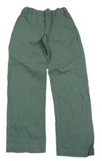 Zelené lněné kalhoty H&M