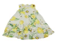 Bílé šaty s citrony a květinami