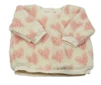 Smetanovo-růžová huňatá mikina Next